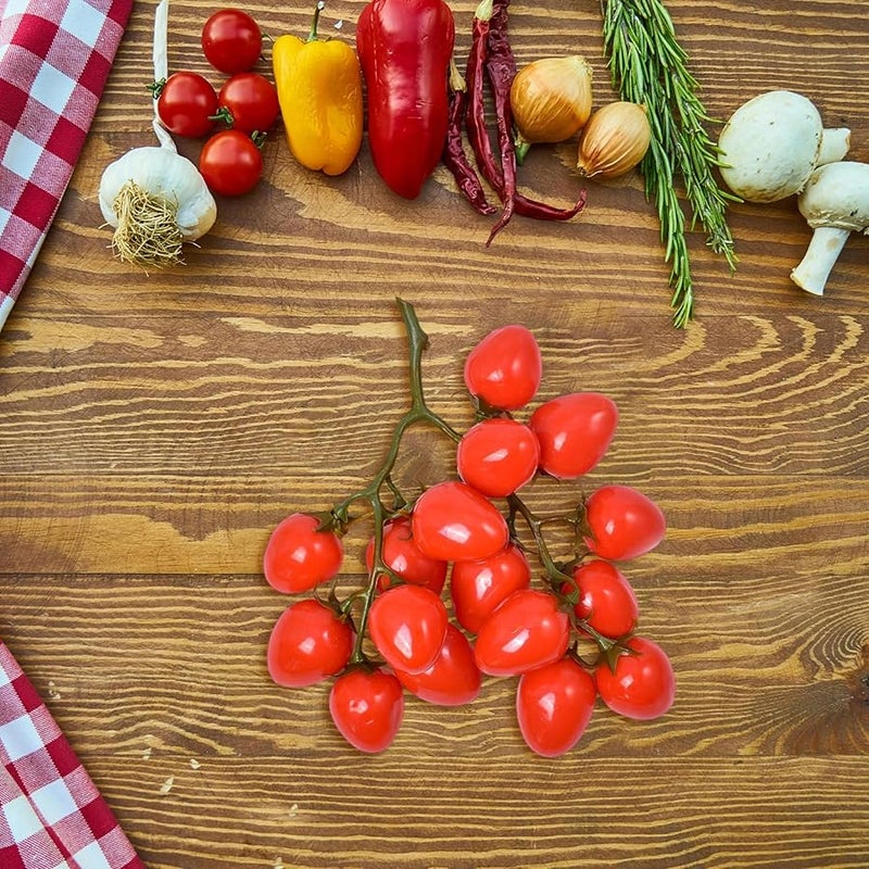 Artificial Tomato Decorations 2Pcs Red Fruit On Vine Photography Props Home Restaurant - Image 2